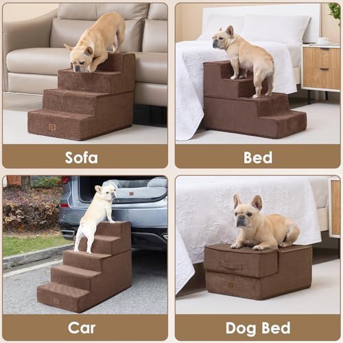 EHEYCIGA Dog Stairs for Small Dogs 13.5" H, 3-Step Dog Steps for Cats - Image 6