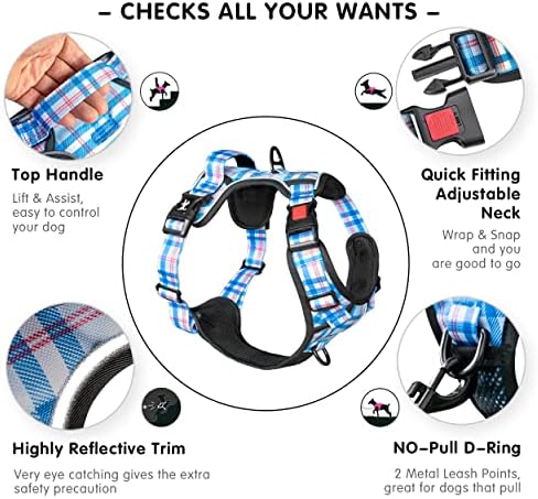 PoyPet Plaid Dog Harness Medium, No Pull Vest - Image 3