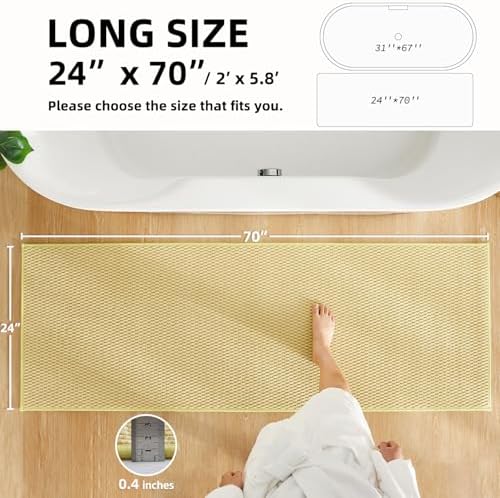 TYUU Bathroom Runner Rugs, Long Bath Mat Runner Washable Thin Quick Dry Low - Image 2