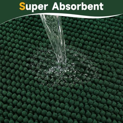 Ophanie Green Bathroom Rugs 48x24, Soft Chenille Bath Mat, Non Slip Absorbent - Image 5