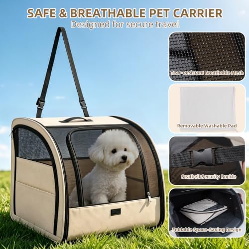 Dog Car Seat for Small Medium Dogs & Cats, Soft-Sided - Image 3