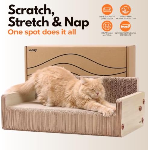 Cat Scratcher Lounge Chair – Horizontal Large Cat Scratcher Bed, Cardboard Cat - Image 4