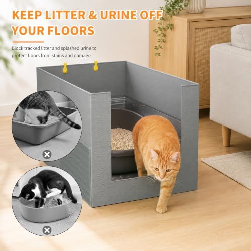 Litter Box Shield with Front Barrier, Cat Litter Box Enclosure Splash Guard - Image 6