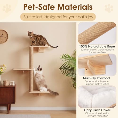 6-in-1 Cat Wall Shelves for Large Cats, Wall Mounted Climber - Image 4