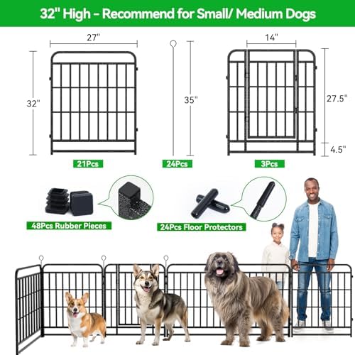 Kfvigoho Heavy Duty Dog Fence Outdoor 24 Steel Panels 32" Height - Image 4