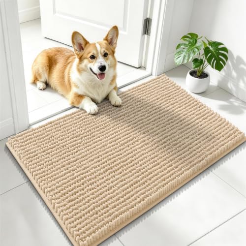 Smiry Dog Door Mat for Muddy Paws 24x16, Ultra Absorbent Chenille Doormat by Smiry