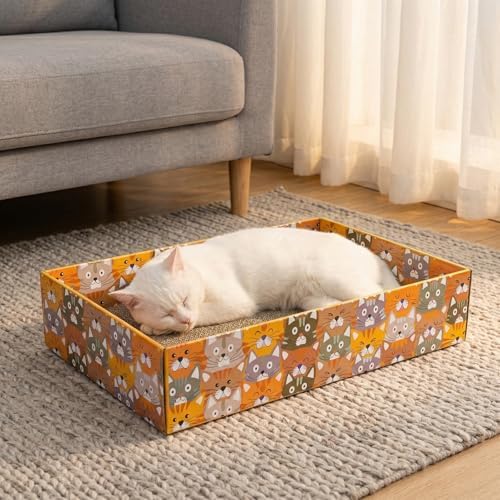 Pumtus Set of 2 Cat Scratching Boxes, 17x10 in 6 Pcs Corrugated Cardboard Pad - Image 6
