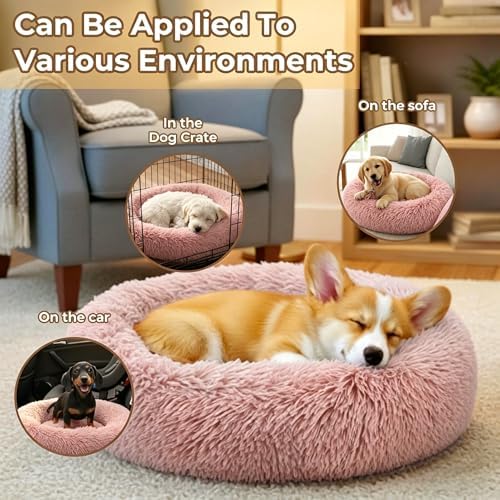 Calming Anti-Anxiety Donuts Dog And Cat Bed, Round Fluffy Soft Washable Small - Image 5