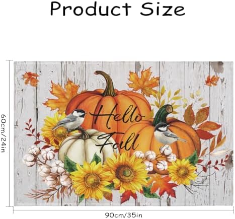 Giwawa Hello Fall Bath Rug Orange Pumpkin Bathtub Mat Non Slip Absorbent - Image 3