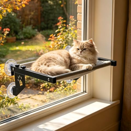 NFMOD 2-in-1 Suction & Hook Cat Window Perch Metal Hammock - Image 3