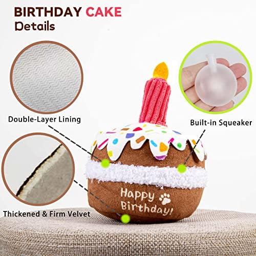 lilfrd Dog Birthday Toy, Squeaky Plush Birthday Cake Puppy Gift - Image 3