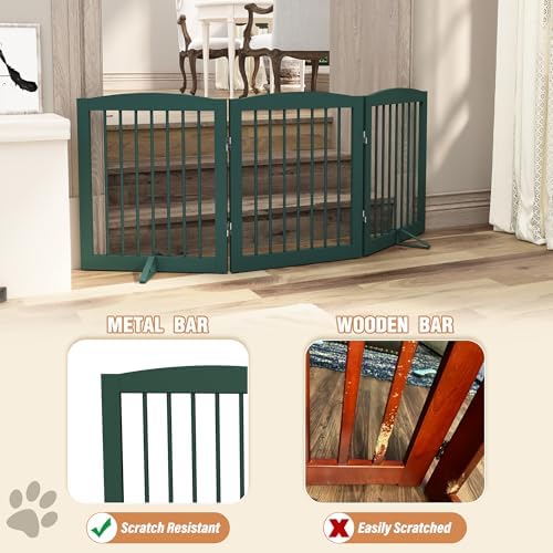 PUPETPO Freestanding Pet Gate for Dogs, Foldable Wooden Dog Gate for House - Image 4