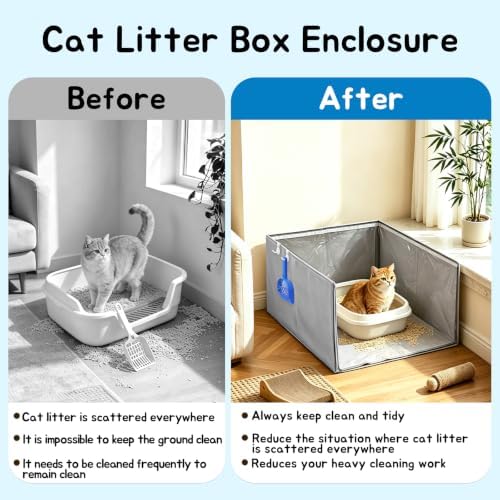 Extra Large 27"x22"x17" Cat Litter Box Enclosure Splash Guard, Foldable PVC - Image 3