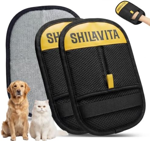 2 Pcs Pet Hair Removal Glove for Dogs and Cats, Reusable Electrostatic Grooming by Shilavita