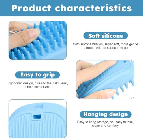 Dog Bath Brush, Pet Silicone Shampoo Brush, Rubber Shower Wash Curry Brush - Image 3