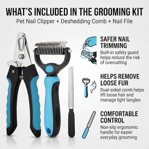 Kuzey Home Pet Nail Clipper & Deshedding Comb Set - Image 7