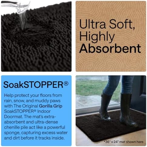 GORILLA GRIP SoakSTOPPER Dog Door Mat, Machine Wash and Dry, 30x20 Black - Image 4