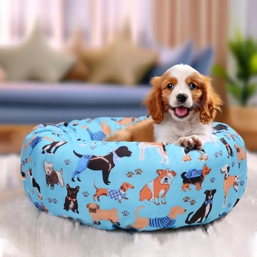 Round Replacement Dog Bed Cover Elastic Edged Washable 30×9.8 Inch - Image 3