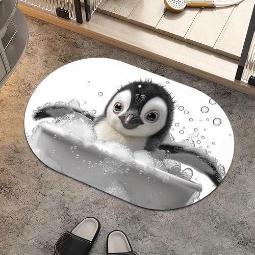 Cute Baby Penguin, Super Absorbent Quick-Drying Bathroom Mat Rug, Rubber by ZHUZHISHAN
