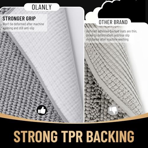 OLANLY Thick Chenille Bathroom Runner Rugs 47x17, Absorbent Bath Mat - Image 5