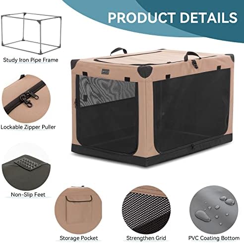 PETSFIT 40" Soft Portable Dog Crate – Patented Spiral Sturdy Frame, Collapsible - Image 5