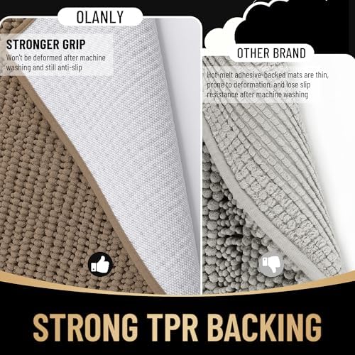 OLANLY Thick Chenille Small Bathroom Rugs 24x16, Absorbent Bath Mat - Image 5