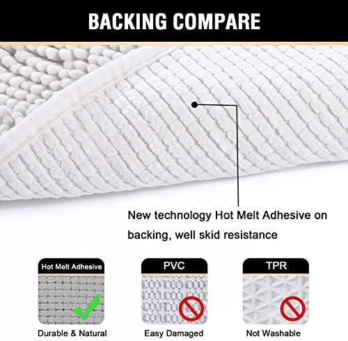 H.VERSAILTEX Pure White Bath Rug Super Soft Microfiber Non Slip Mat Absorption - Image 6