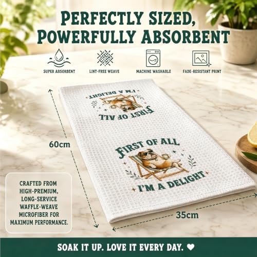 English Bulldog Kitchen Towel, Cute Dog Hand Towel, Funny Dog Lover Gift - Image 4