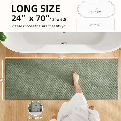 TYUU Bathroom Runner Rugs, Long Bath Mat Runner Washable Thin Quick Dry Low - Image 2