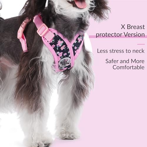 Patas Lague Dog Harness Medium Sized Dog Pet Vest Leash Set Floral Pink M - Image 5