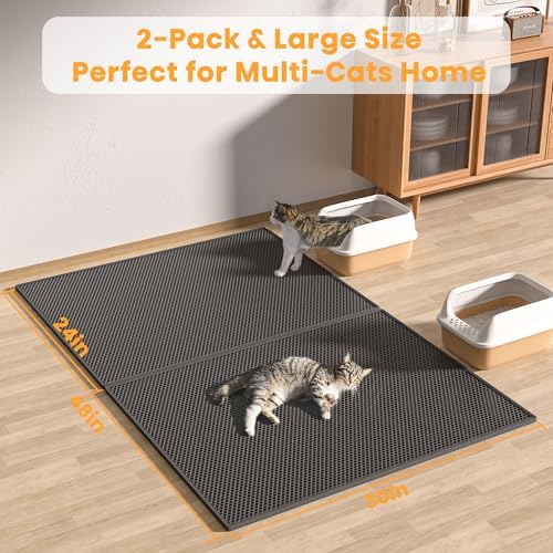 Pieviev Double Layer Cat Litter Mat Traps Litter 30''x24'' 2 Pack - Image 6