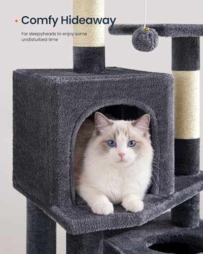 SONGMICS HOME Cat Tree for Indoor Cats, Hammock and Condo, Dark Gray - Image 5