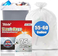 Teivio Large Clear Trash Bags 55-60 Gallon 75 Count 50+ Gal Garbage Bags by Teivio