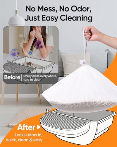 45 Pack Cat Litter Box Robot 4/5/3 Waste Bags, Transparent, Pre-Separated - Image 5
