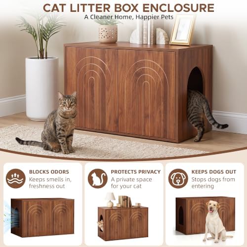 Cat Litter Box Enclosure, 31.5" Hidden Litter Box Cabinet Furniture - Image 4