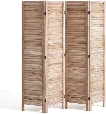 VEVOR Wood Room Divider, 4 Panel Wood Folding Privacy Screen, 66.9 Inches Tall by VEVOR
