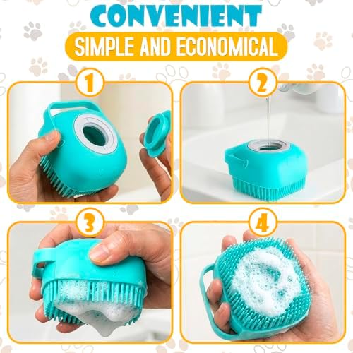 Dog Scrubber with Soap Dispenser, Refillable Silicone Brush - Image 5