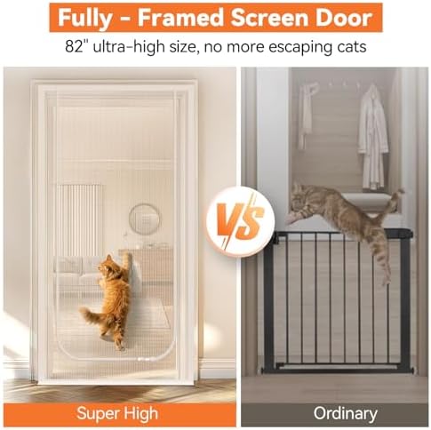 BFNN Cat Screen Door, Scratch Resistant Mesh Gate, Fit 34'' x 82'' Door - Image 4