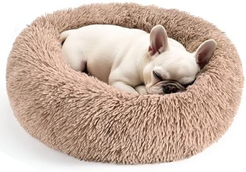 Hoewina Dog & Cat Bed for Indoor Cats, 20in Calming Donut Bed by Hoewina