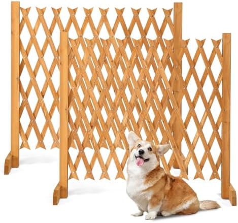 VINGLI 2 Packs Extendable Garden Fence, 27.55 Inch Tall Freestanding Accordion by VINGLI