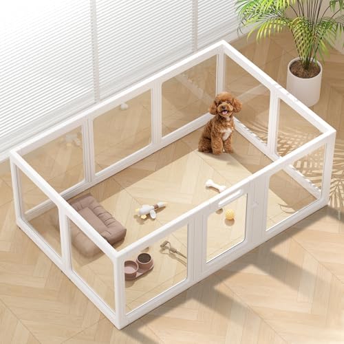 Clear Acrylic Dog Playpen Indoor Pet Pen, 10 Panels by ClimbHope