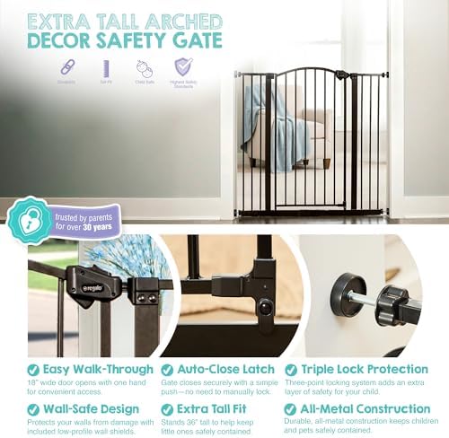 Regalo Safety 36" Extra Tall Arch Baby Gate, Bottom of Stairs & Doorways - Image 3