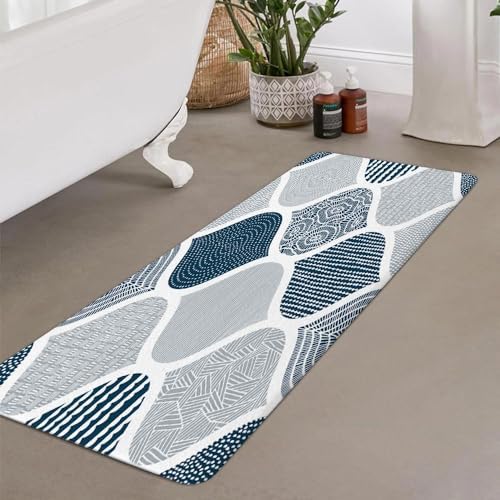 JAWO Blue and Grey Paisley Bath Mat - Image 6