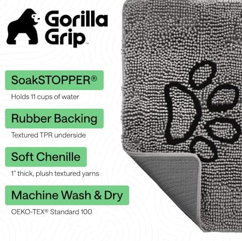 GORILLA GRIP SoakSTOPPER Dog Door Mat, Machine Wash and Dry, 30x20 Gray - Image 3