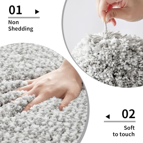 Disolla Toilet Rug 22x24 Grey & White, Soft Toilet Mat U-Shaped Washable - Image 5