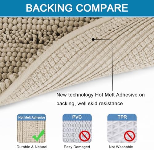 H.VERSAILTEX Bath Mats for Bathroom Non Slip Thick Chenille Striped Bath Rug - Image 4
