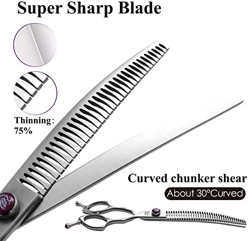 8.0‘’ Curved Chunker Dog Grooming Scissors - Image 4
