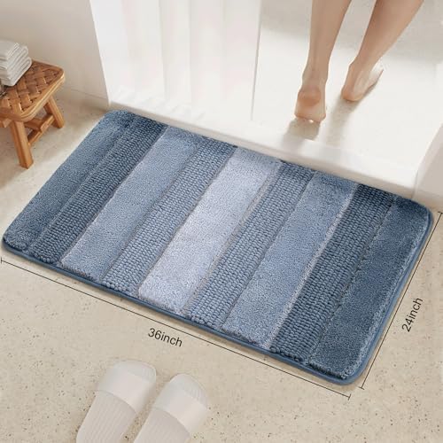 Kmson Ombre Chenille Bathroom Rugs, Ultra Soft Washable Shaggy, Fluffy Thick - Image 2