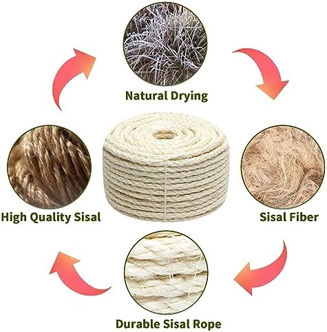 Natural Sisal Rope 1/4 Inch 6mm 164-Feet - Image 4