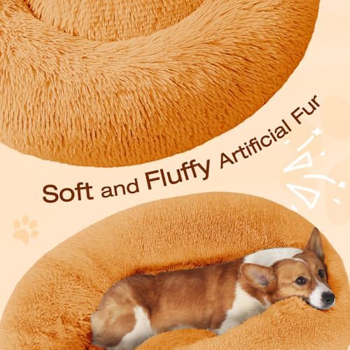 JOLLYVOGUE Dog Bed, Calming Anti-Anxiety Large Dog Bed, Fluffy Donut Cushion - Image 3
